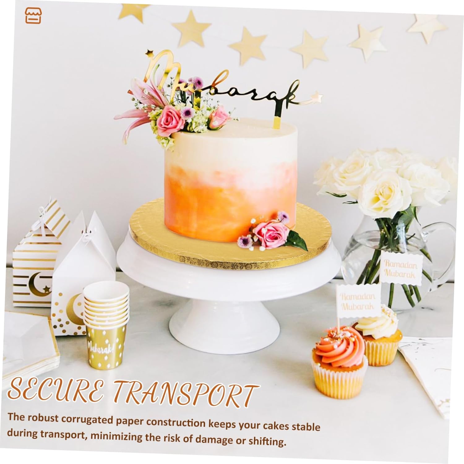 KICHOUSE 10pcs Enhanced Stability Cake Display Stand Paper Cake Rounds for Party Decorative