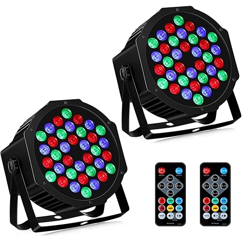 36LEDs RGB Stage Lights 2Pack - 36W Par Lights Sound Activated Remote & DMX Control by Corded Electric Uplights for Events Wedding Club Band Music Dance Show DJ Party Lighting