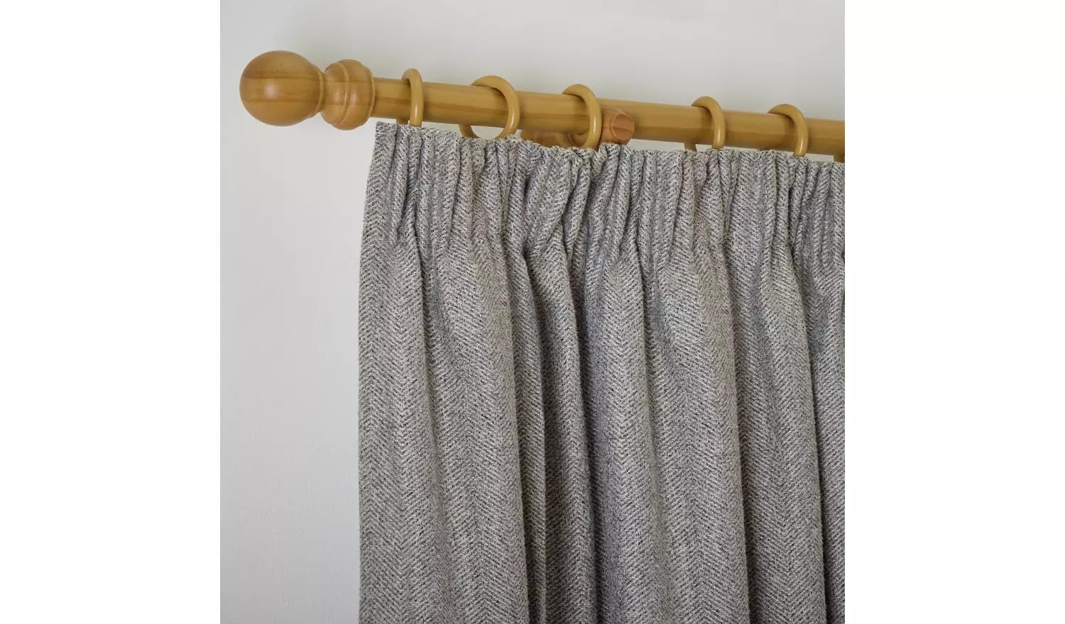 Herringbone Pencil Pleat Curtains - Grey - 117x137cm