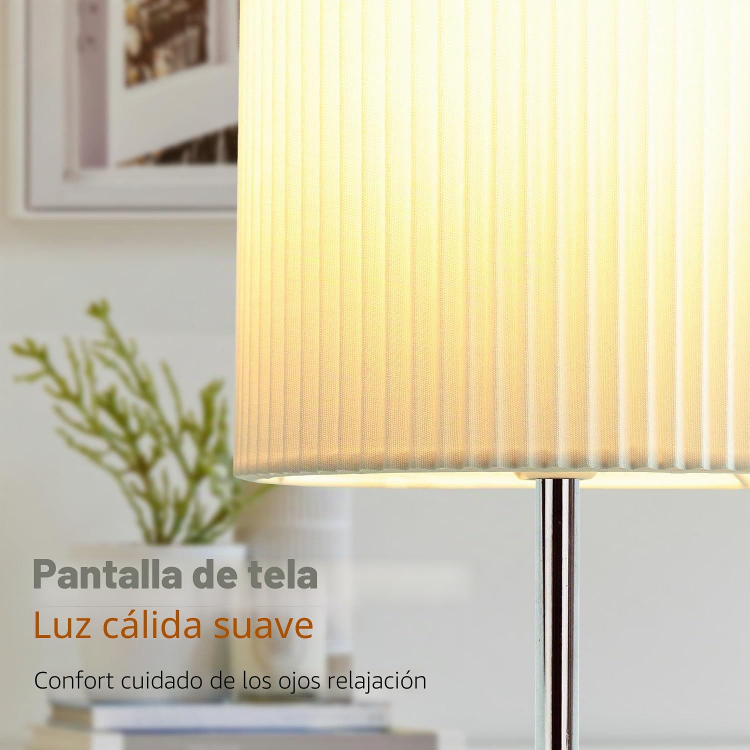 HSLighting Lámpara De Mesita De Noche, Táctil Regulable Lámpara De Mesa Con Función De Carga USB A+C 2 Bombillas LED Pantalla De Lino, Lámpara Pequeña Para Dormitorio Oficina Salón Dormitorio