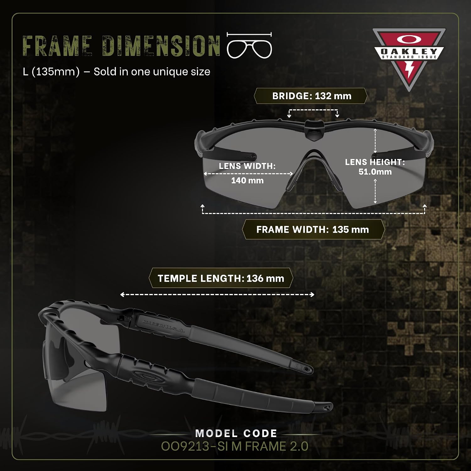 Oakley Standard Issue SI M Frame 2.0 Industrial Military Grade Sunglasses With Official Eyewear Kit