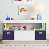 Vista 5 de Contenedores de almacenamiento de tela negra, 13 x 13 x 13 pulgadas, cajas de almacenamiento plegables con doble asa, caja organizadora de tela