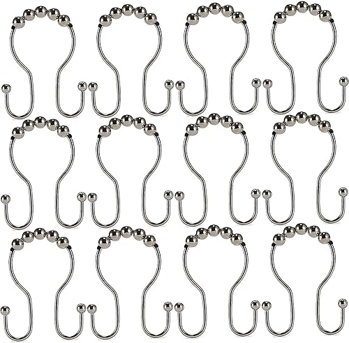 Anillo de gancho para cortina de ducha, doble gancho de cortina de acero inoxidable, anillo deslizante de cinco cuentas, hebilla de calabaza, juego