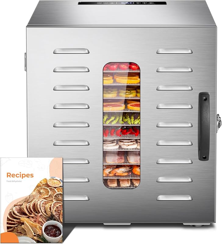 Kwasyo rozsdamentes acélból készült 10 szintes élelmiszer szárítógép 30-90°C hőmérséklet szabályozással és 24 órás időzítővel