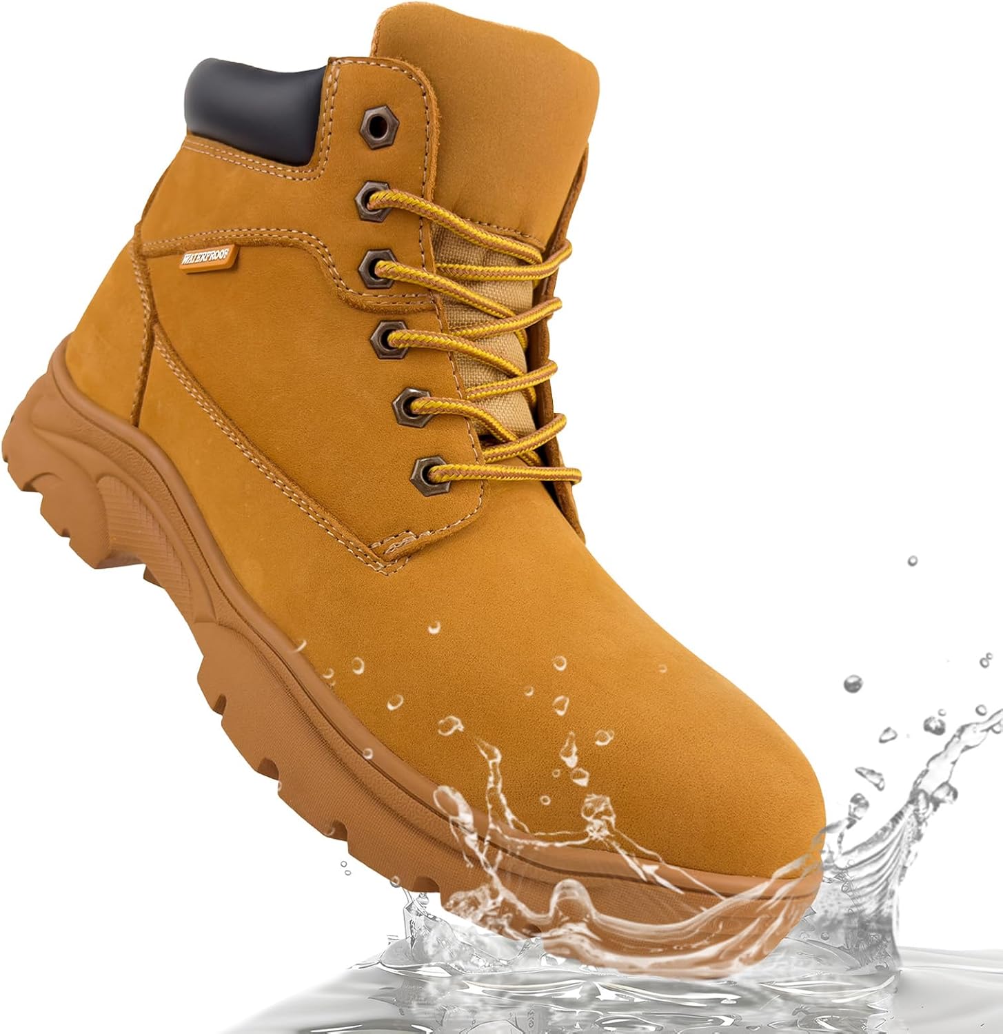 Jacata Men's Work Boots for Construction Waterproof Slip Resistant Leather