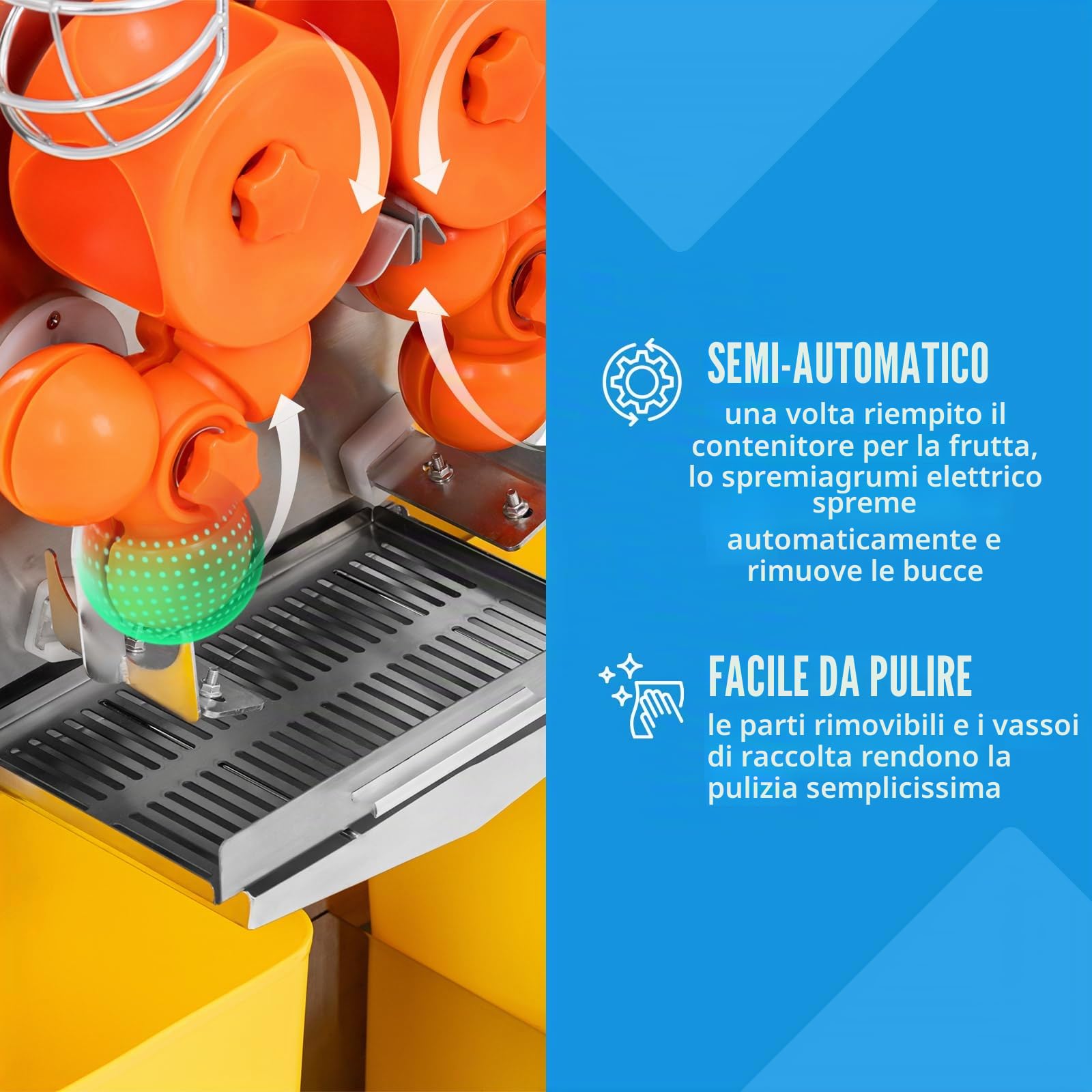 Royal Catering Spremiagrumi elettrico Semiautomatico 120 W 20 arance/min Spremiagrumi elettrico professionale Spremi arance elettrico Spremiagrumi