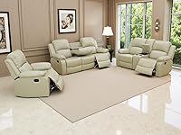 Vista 53 de Juego de 2 sofás reclinables manuales de cuero sintético, juego de sofá reclinable para sala, muebles modernos para sala con portavasos/consola