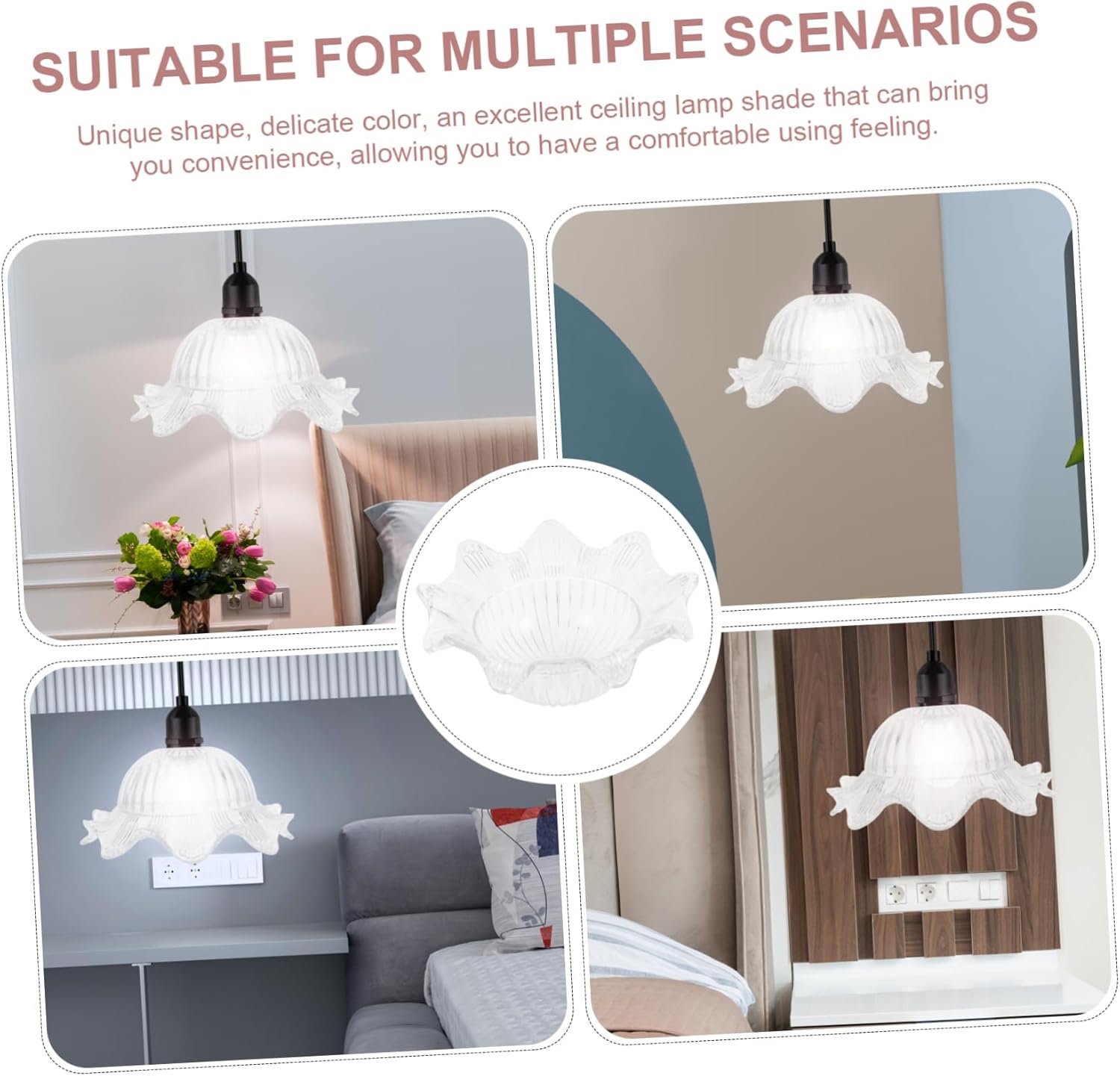 Nordic Style Glass Lampshade for Ceiling Light Fixtures Elegant Hanging Replacement Shades for Dining Room Hotel Living Spaces Beveled Design for Soft Illumination