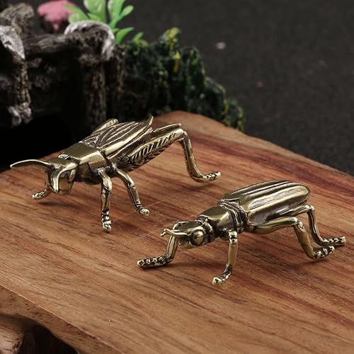 Miniatura 2 de DTREEL Figuras de escultura de modelo de críquet de latón, estatua de grillo de insecto realista de metal, colección de manualidades, adorno de
