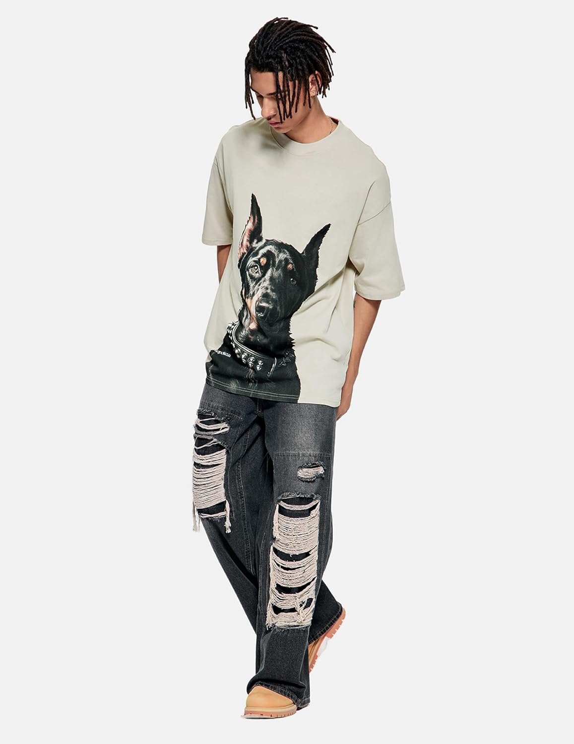 Vamtac Mens Oversized Doberman Graphic Tees Shirt Casual Summer Tops Streetwear Aesthetic T-Shirt - Image 3