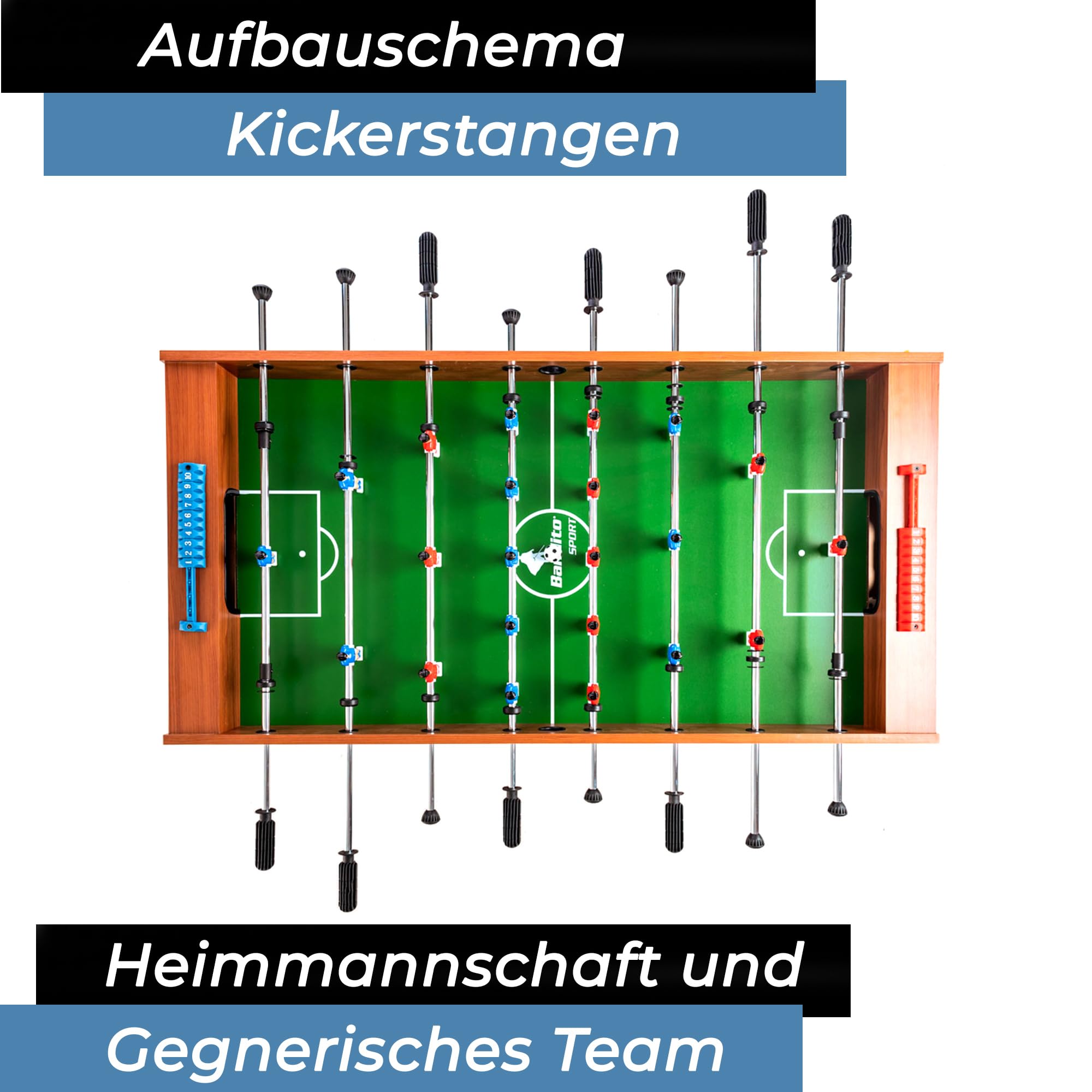 Bandito Kickerstange 16 mm Vollstahl, verchromt – Ersatzstange für alle gängigen Tischkicker mit geschraubten Spielfiguren, kompatibel mit 16 mm Lagern, Soccer Stange für Profi