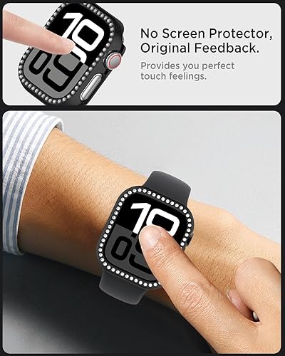 Miniatura 4 de Miimall Funda protectora de diamantes de imitación para mujer, compatible con Apple Watch 1110 de 1.654 in, protector de marco de policarbonato para