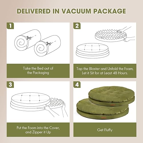 Miniatura 6 de Cleva Home Cama ortopédica para perros grandes, 42 pulgadas, de doble capa repelente al agua, cama redonda para mascotas con cubierta lavable, parte