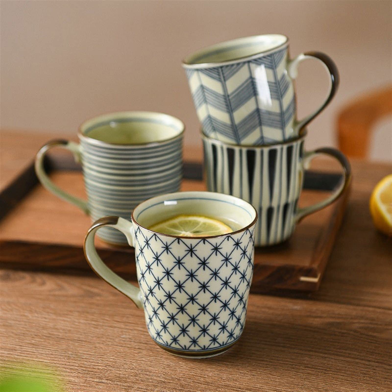 Kubki Personalizowany kubek w stylu retro, ceramiczny kubek do picia, 275 ml, kubek do kawy, kubek do popołudniowej herbaty, kubek do mleka i herbaty (C)