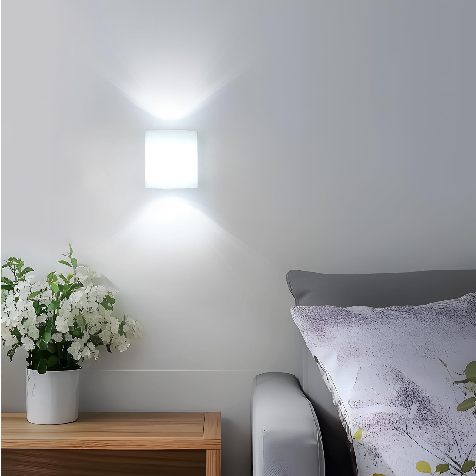Wandleuchte Innen Holz E27, 2 Stück Wandlampe Innen mit Glas Lampenschirm, Moderne Holz Wandbeleuchtung mit E27 Fassung für Schlafzimmer Küche Wohnzimmer Flur Treppenhaus (Ohne Glühbirne)