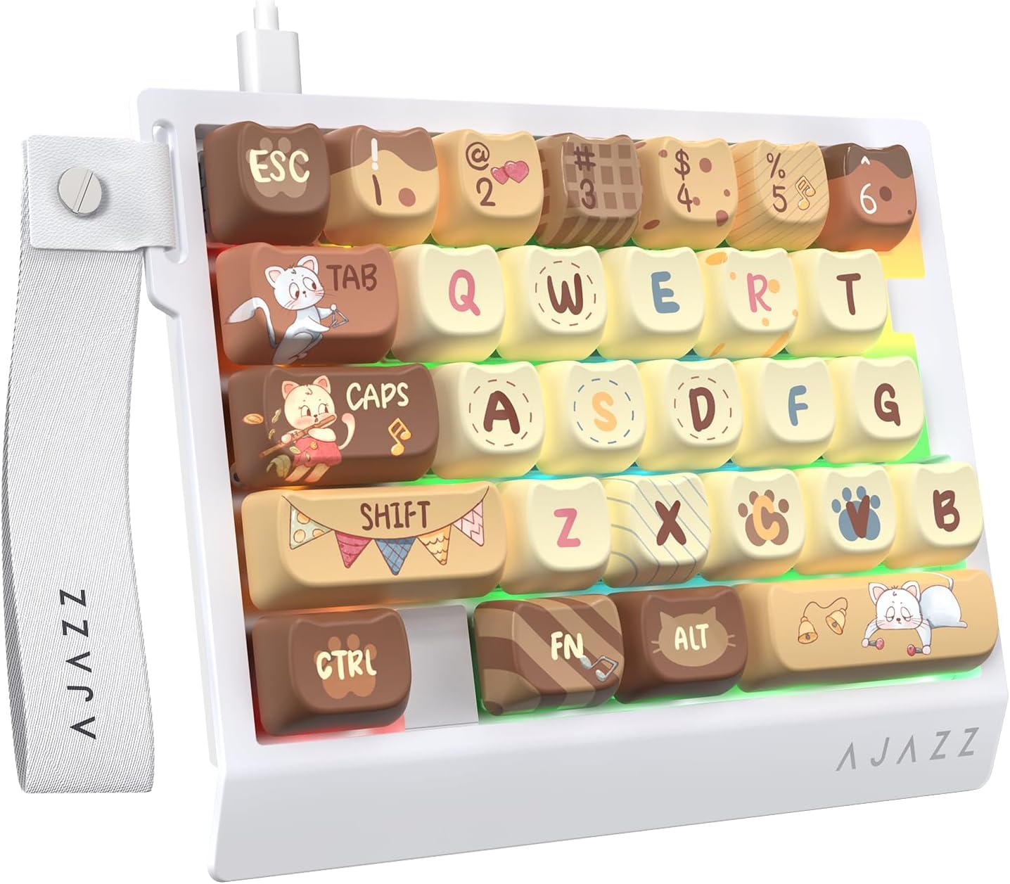 A.JAZZ AK029 Kabelgebundene Einhand-RGB-Gaming-Tastatur, 29-Tasten-Layout mit Magnetschalter, 8 kHz Abfragerate, HotSwap benutzerdefinierte mechanische Tastatur, einstellbare Betätigung