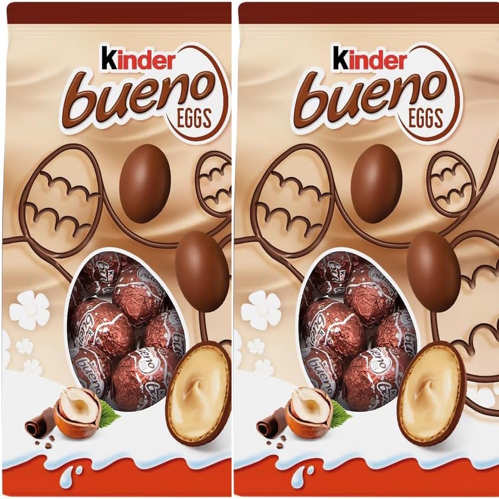 Mini Easter Chocolate Eggs Variety Flavours & Fillings - For Easter Best gift 2026 (Kinder Bueno Mini Easter Eggs 80g (Pack of 2))