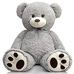 HollyHOME Teddy Bear Stuffed Animal Plush Giant Teddy Bears with Footprints Big Bear 36 inch Gray