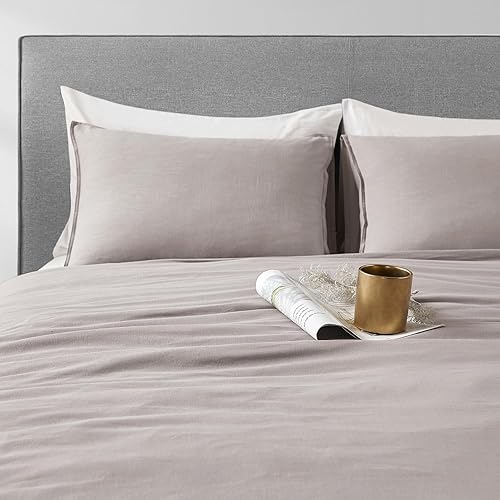 Miniatura 6 de DAPU - Juego de 3 piezas de funda de edredón de lino francés, mezcla natural de algodón, ropa de cama suave y transpirable, 1 funda de edredón y 2