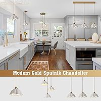Vista 6 de Modern Gold Milk Glass Pendant Light Mid Century Adjustable White Ceramic Hanging Light Fixture Vintage Brass Pendant Light Kitchen Island Nordic