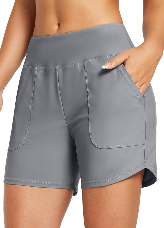 baleaf Womens 3 5 7 9 High Waisted Swim Board Shorts Quick Dry Swimsuits Bottoms Trunks with Pockets