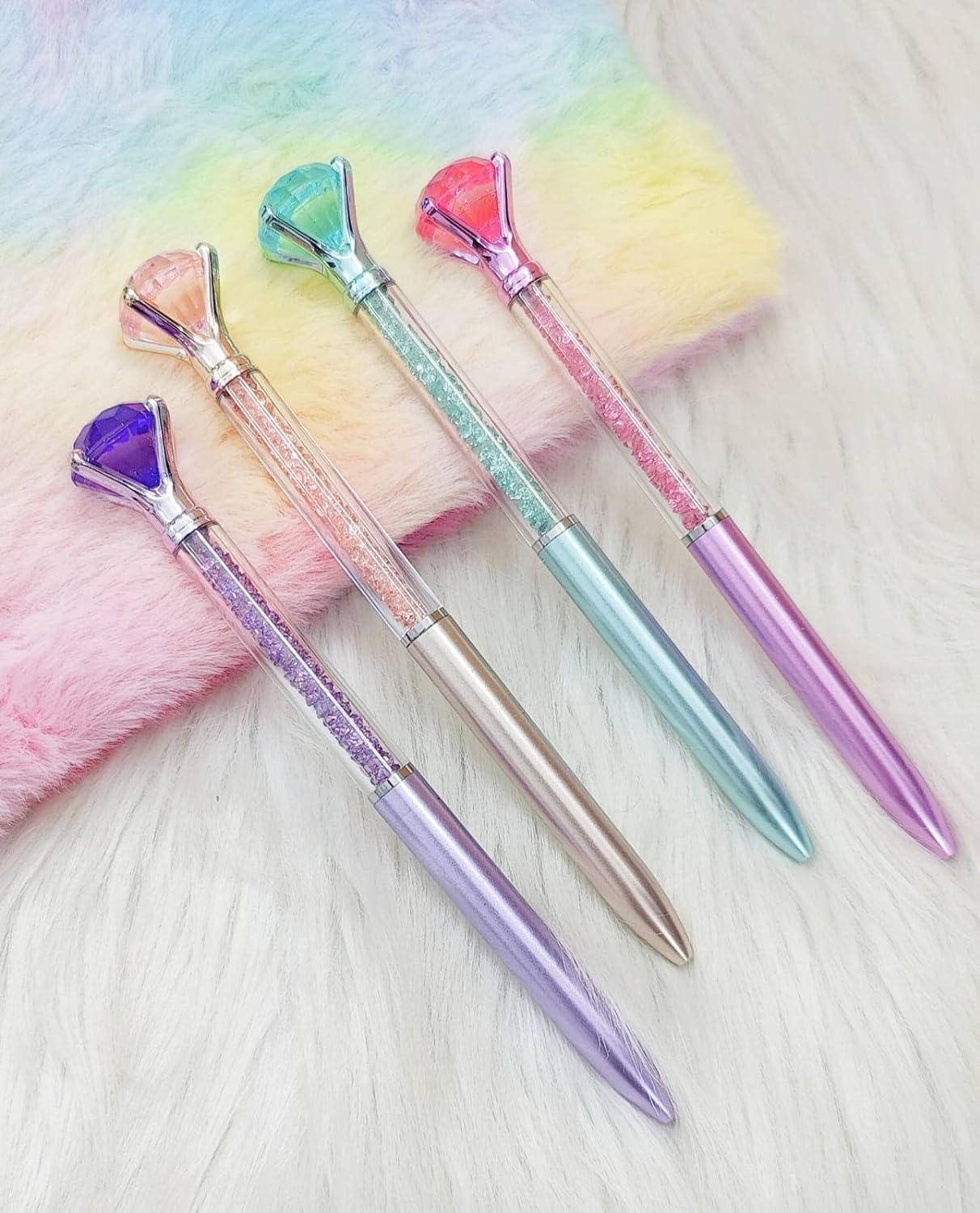 FATFISH Pen For Girls (4 Pcs) Diamond Crystal Pen For Girls, Pen For School, Pen For Stationary Items, Stylish Pen For Kids, Return Gifts For Kids Diamond Crystal Stylish Pen For Women
