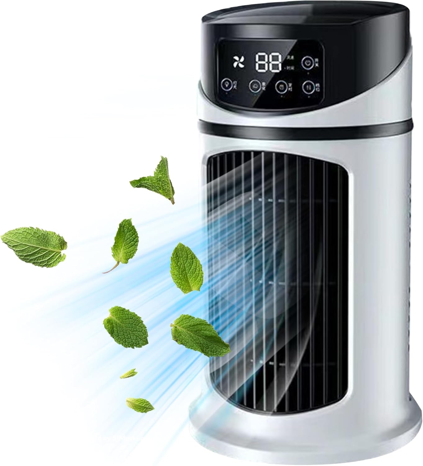 Portable Air Conditioners, 9.5'' Mini Air Conditioners Small Tower Fan 6 Speeds Portable AC with 300ML Water Tank 6H Timer Bladeless Fan Quiet Misting Fan for Office