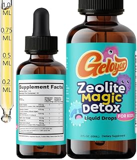 Zeolite Detox for Kids Drops, Digestive Health Support and No More Picky Support Liquid, Gentle Cleanse Natural Formula with Chlorella, Cherry Extract & Apple Cider Vinegar – Vegan, 2 Fl OZ