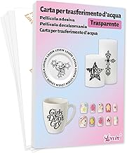 10 Fogli Trasparenti A4 perstampante laser, per la creazione di Decalcomanie ad Acqua Fai-da-Te per Candele, Nail Art, Tazze (IT-PK-8-10)
