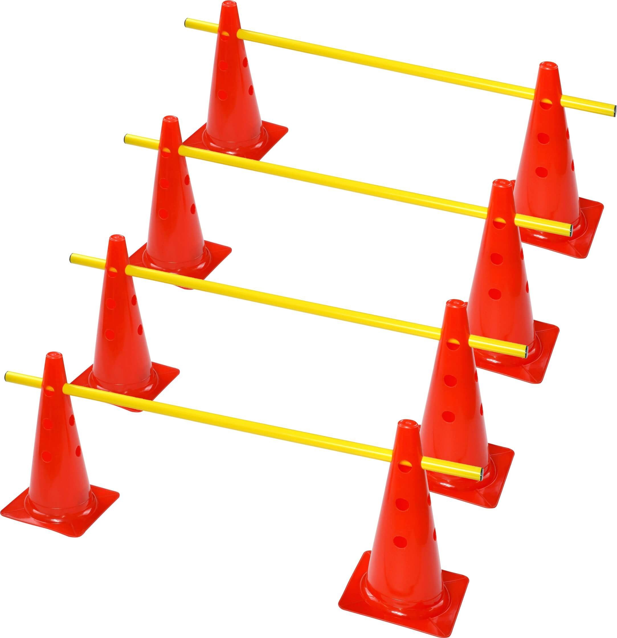 ranuras Juego de vallas, 8 multifunción Cono (38 cm) con 4 barras de entrenamiento (1 m)