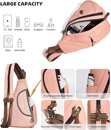 Miniatura 4 de Mochila de lona para ciclismo, senderismo, viajes, mochila cruzada, para hombro, informal, unisex