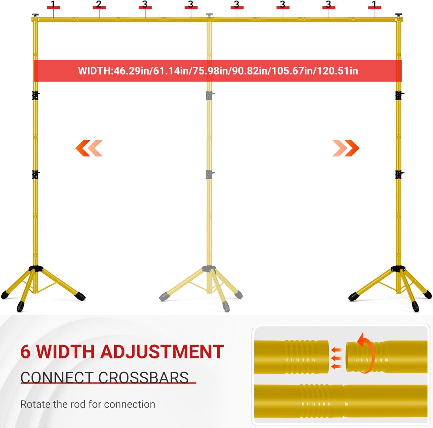 10x8.5 FT Backdrop Stand for Parties, Adjustable Photo Backdrop Stand Kit with Carrying Bag, Portable Background Stand Backdrop for Wedding, Photoshoot, and Photo Studio, Gold