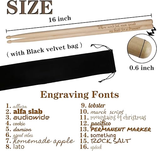 Miniatura 2 de Baquetas personalizadas 5A grabadas con láser, baquetas de madera personalizadas, regalos para músicos, bateristas, bandas