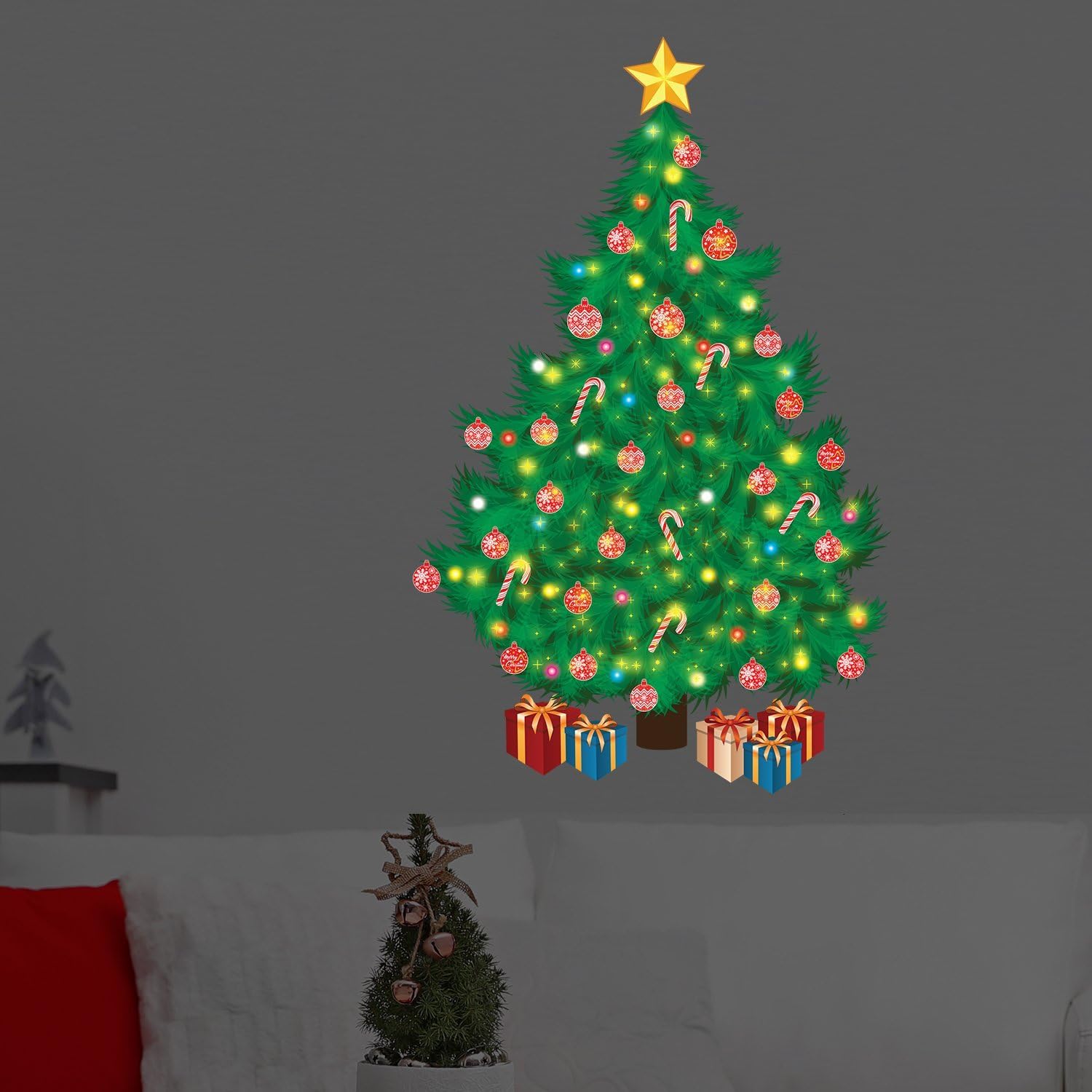 Christmas Decorations Wall Stickers Magical Traditional Christmas Tree Wall Murals Decals Living Room Children Nursery School Restaurant Cafe Hotel Home Décor - Image 3