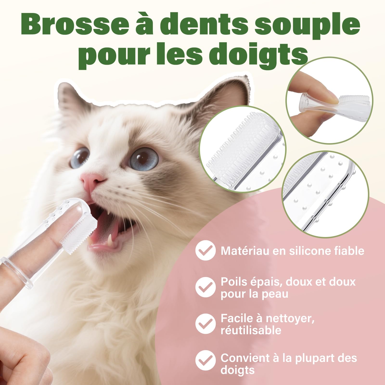 UNEK Dentifrice pour chiens et chats, saveur pastèque, pour des dents et des gencives saines, combat la mauvaise haleine, avec 2 brosses à dents