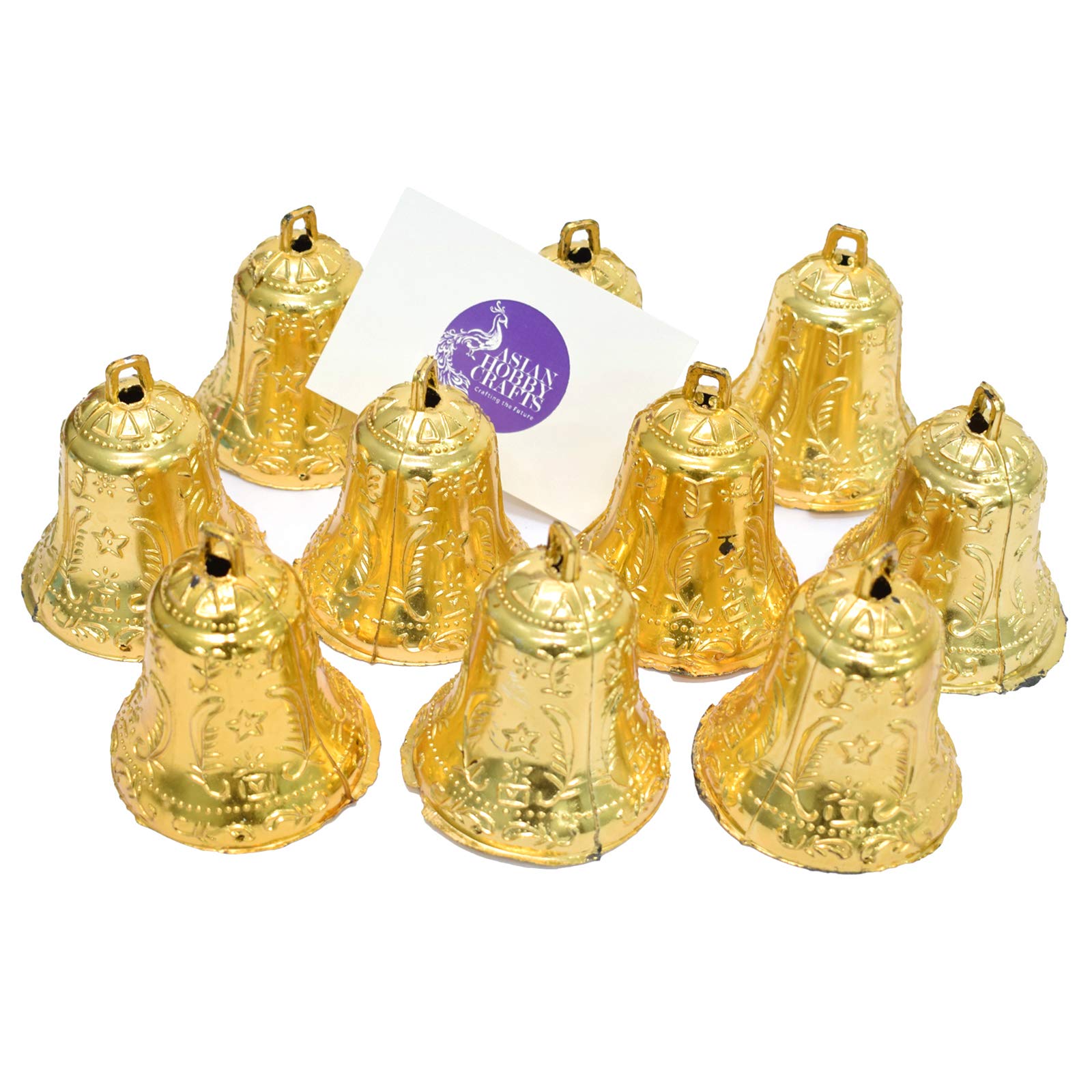 Asian Hobby Crafts Plastic bells Golden for Decoration, Door hangings, Hobby Crafts, Festival Celebrations, Pujas: Size – 3.5" inches; Pack of 12 pcs