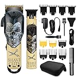BESTBOMG Hair Clippers & Trimmer Ceramic T-Blade Cordless Haircut Sets Rechargeable with 10 Guide Combs & for Men/Father/Husband/Boyfriend