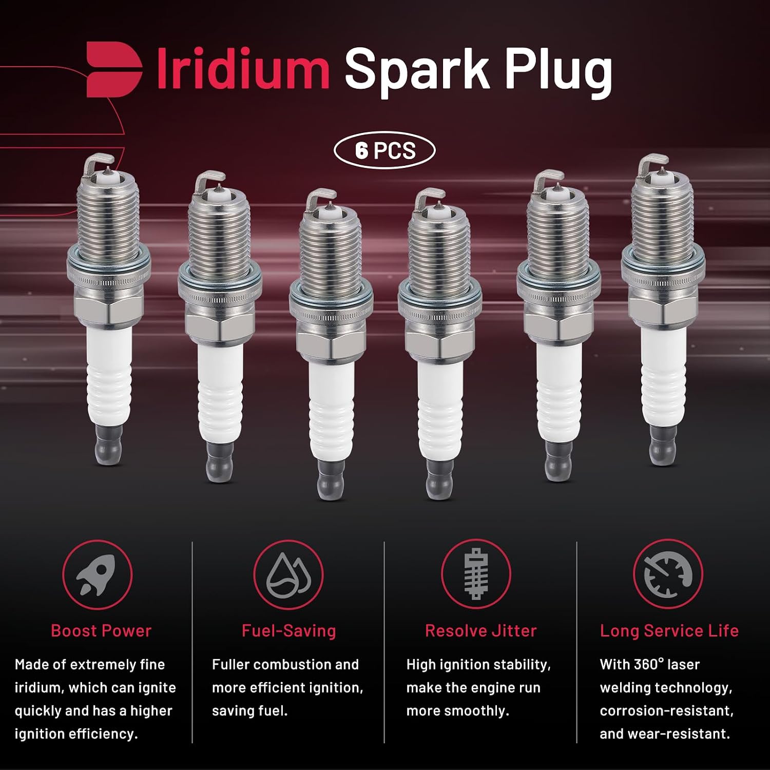 BDFHYK 2668 Iridium Spark Plugs Compatible With Porsche Cayenne Panamera for Audi A6 A7 A8 Quattro Q5 Q7 S4 S5 SQ5 for VW Touareg 3.0L V6 Replacement for BKR8EIX Set of 6