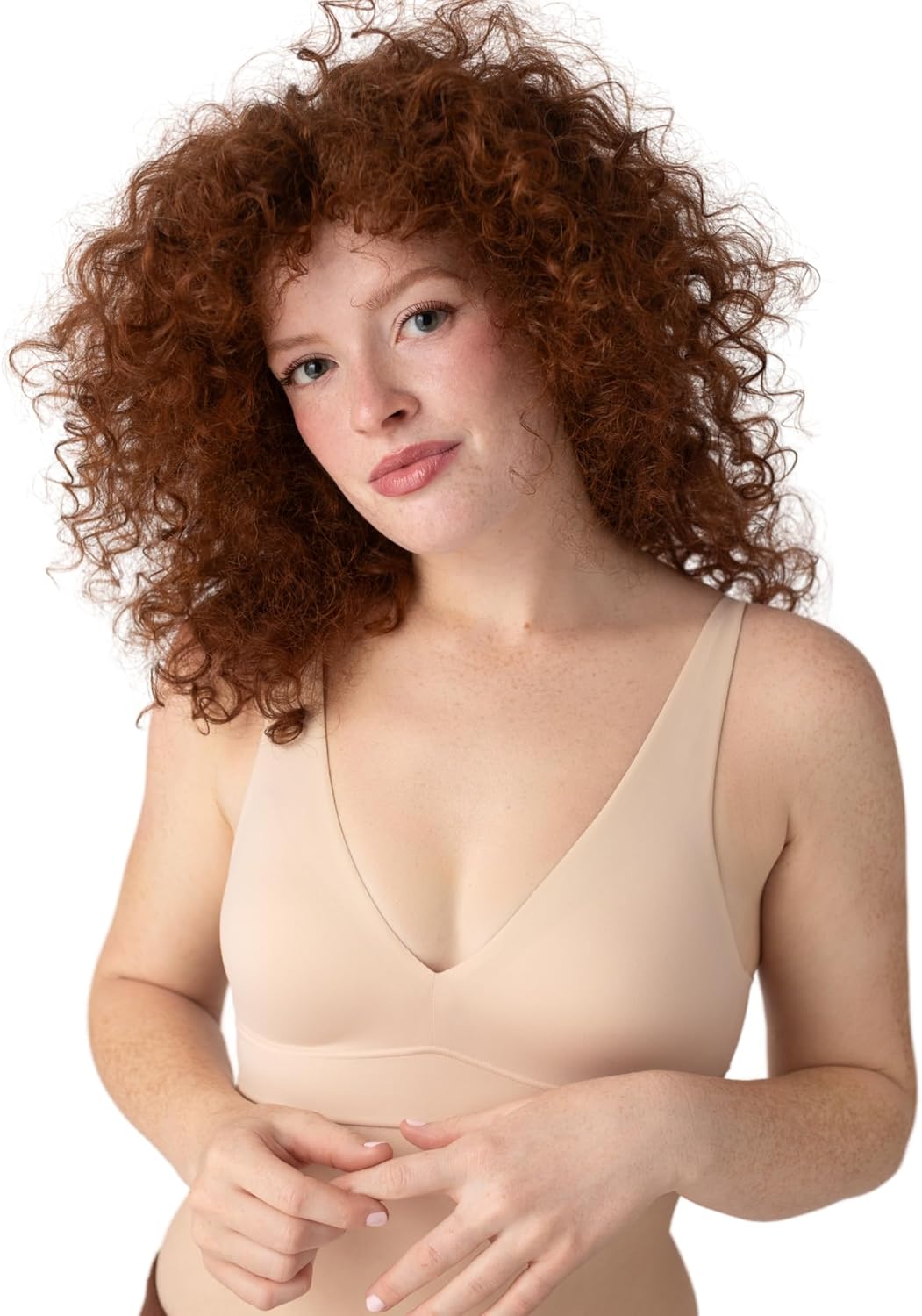 Floatley Cozy Wireless Plunge Bra for Women, Buttery Soft Comfort Seamless Everyday Bra with Embedded Pad