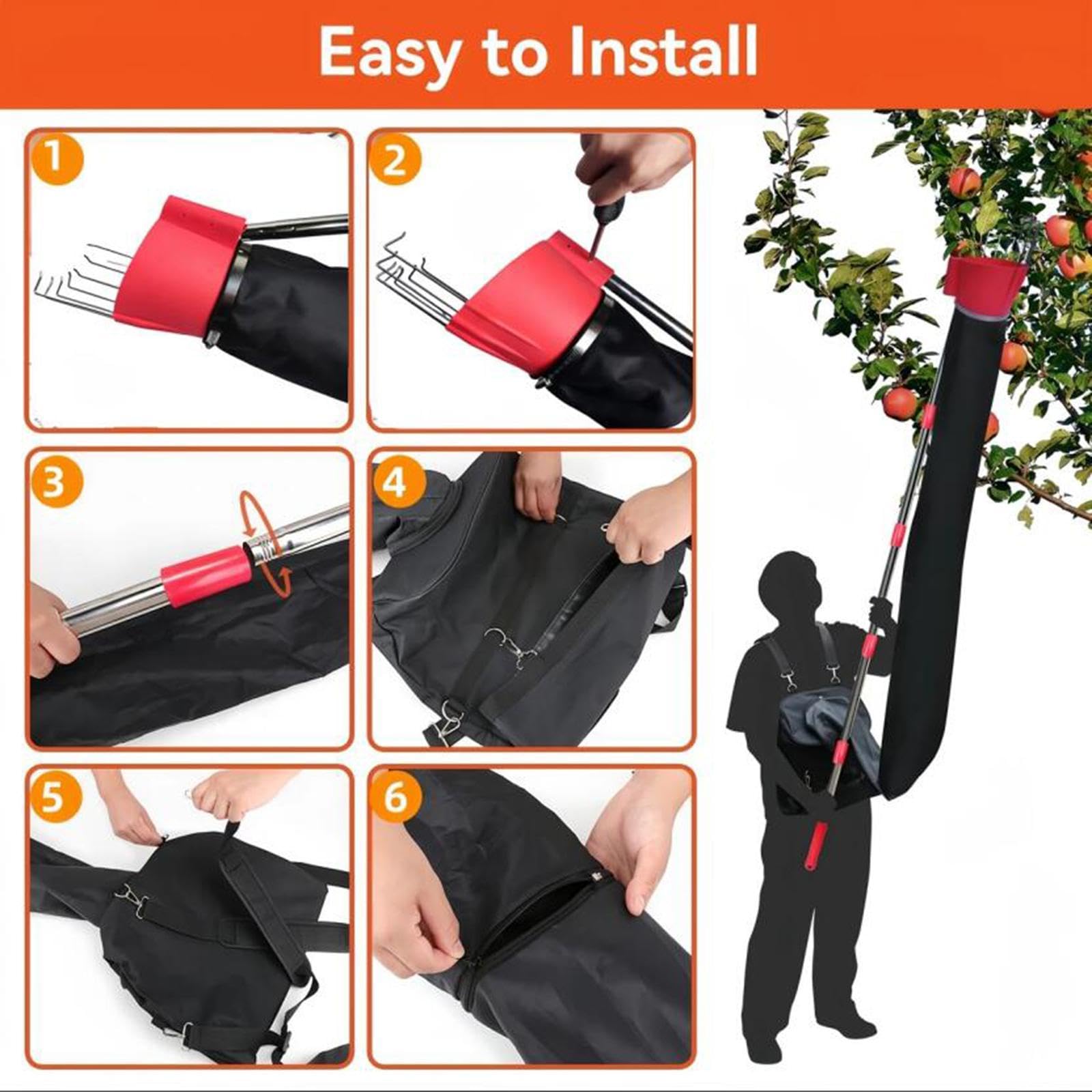Qianly Palo per La Raccolta della Frutta, Utensile Manuale, Fornisce Strumenti per La Raccolta per L'azienda Agricola,