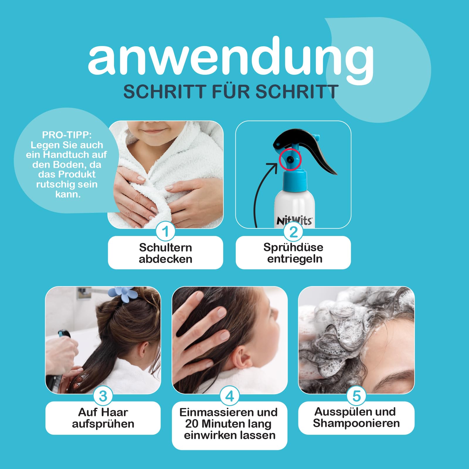 NitWits All-In-One Läusespray – Läusemittel für Kinder – Entfernt Läuse & Nissen in 20 Minuten – Mit Kamm zur Nachbehandlung – 1 x 120 ml Spray