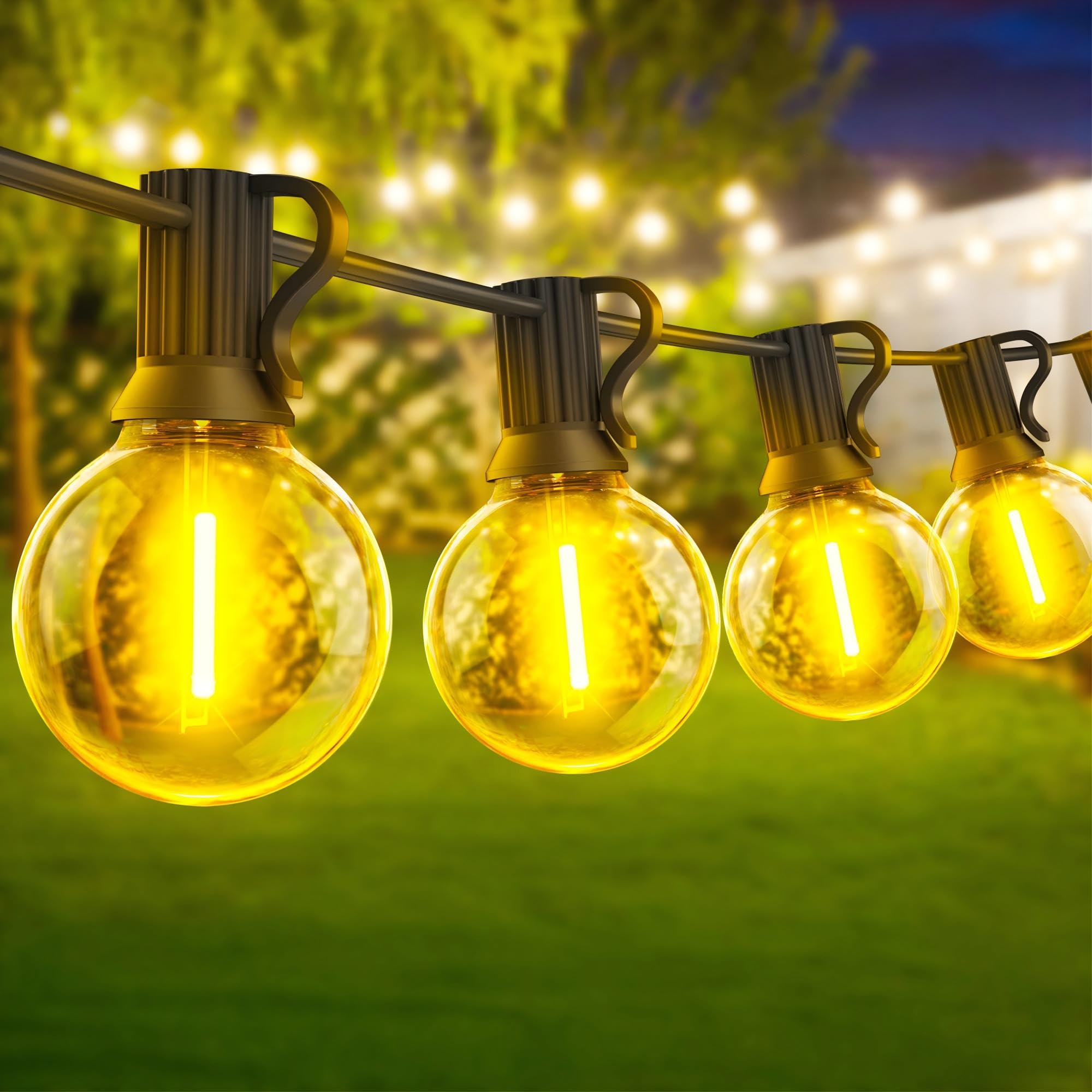 Warlisou Guirnalda de Luces LED G40 Exterior 30m/100FT - IP44 Impermeable & Regulable - Iluminación para Jardín, Terraza y Pérgolas - Decoración Navidad y Fiestas