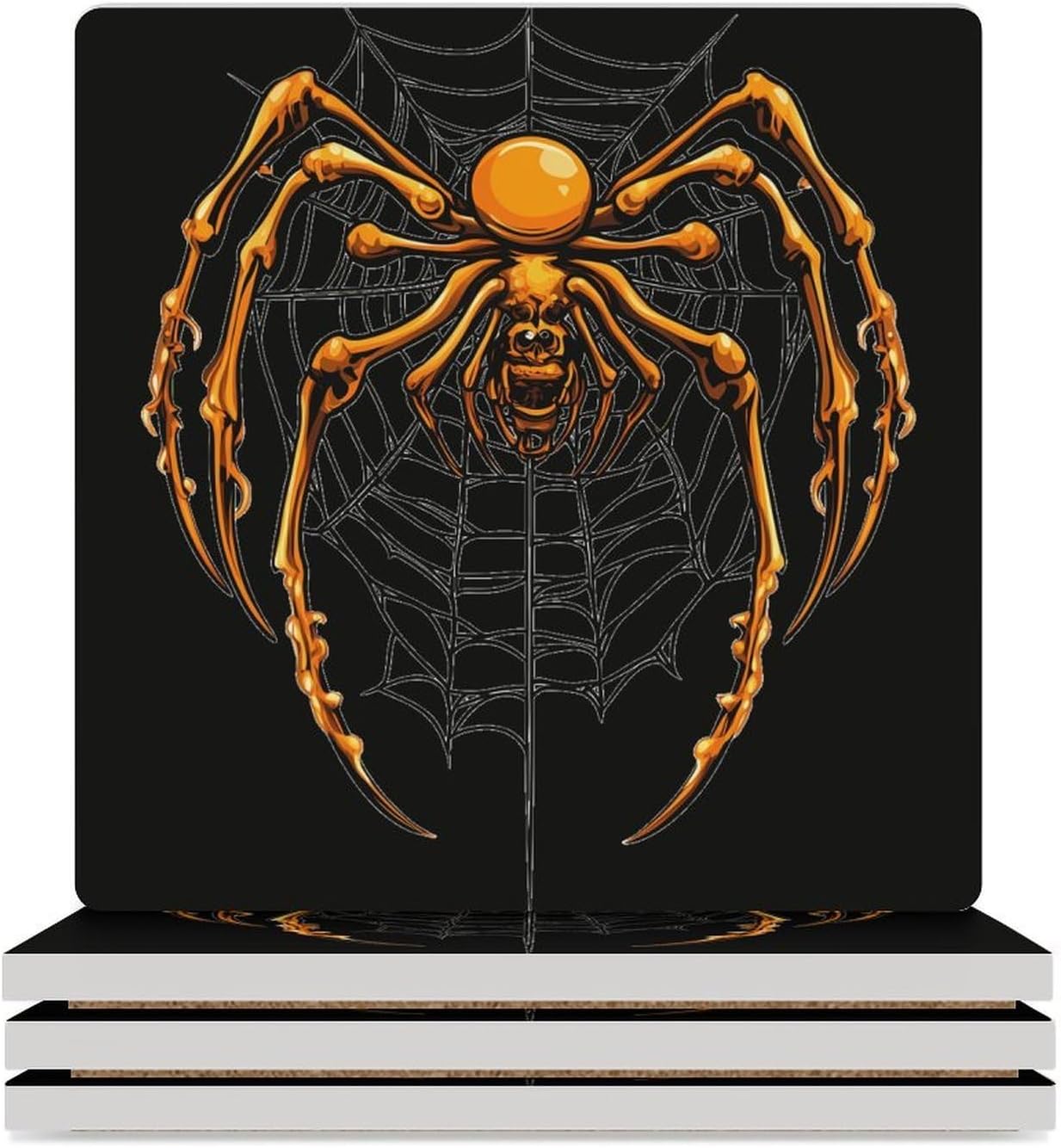 Halloween Spider Webs Ceramic Coasters Square Drinks Coaster Coffee Table Decor Table Coaster for Home Bar