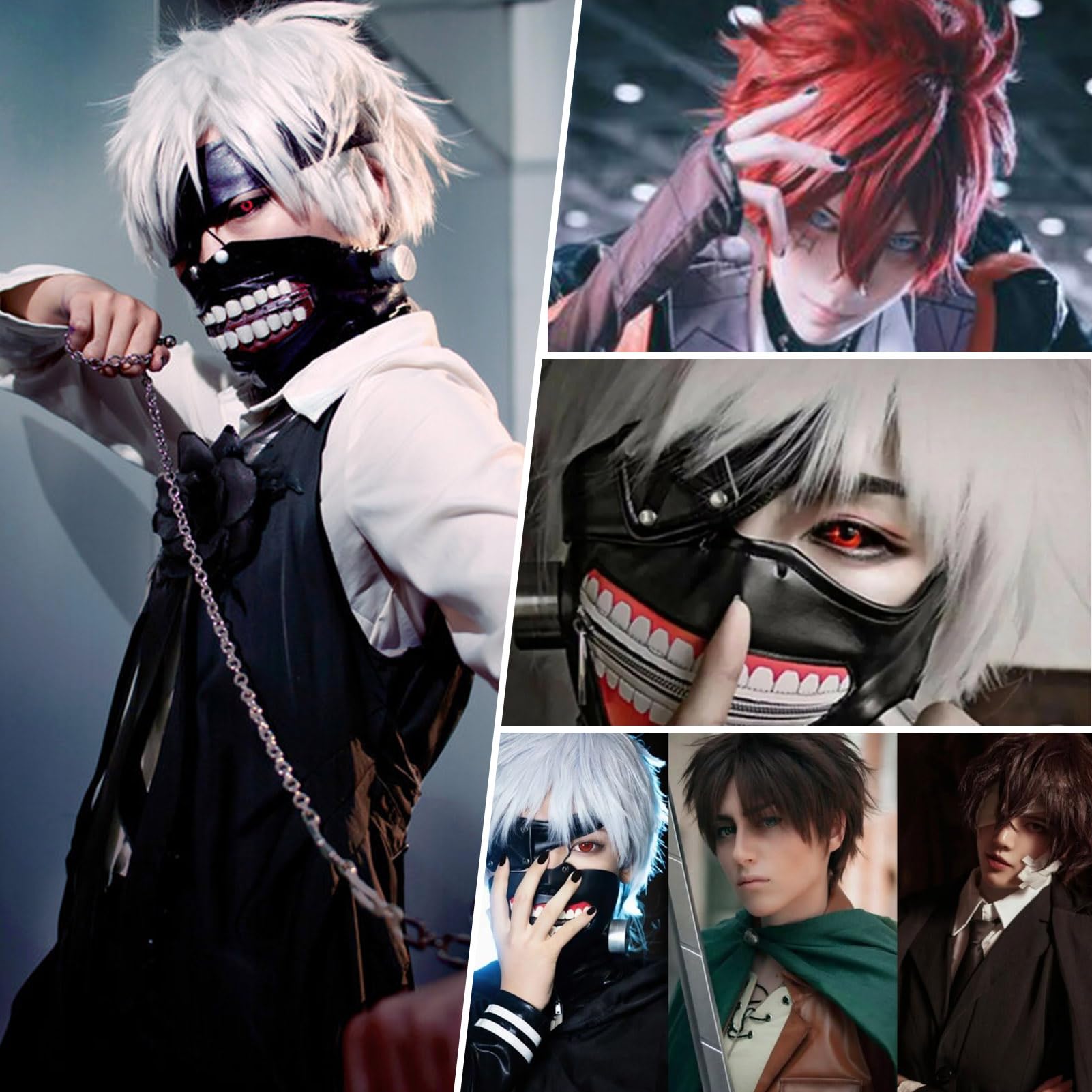 Fioletowa Peruka Halloween, Krótka Peruka 30 cm, Syntetyczne Włosy, Męska Peruka Cosplay, Anime, Kostium Impreza, Karnawał