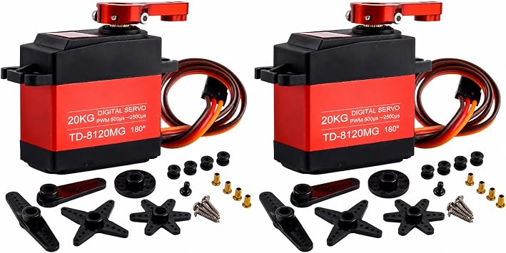 2 Packs TD-8120MG 20kg Digital Servo, High Torque Full Metal Gear 180 Degree Servo Motor with 25T Metal Servo Arm for 1/8 1/10 Scale RC Car Truck Robot DIY