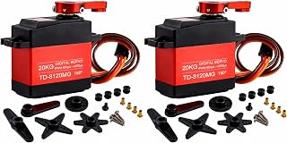 2-Pack TD-8120MG 20kg High Torque 180° Servo Motor | High Torque Full Metal Gear 180 Degree Servo Motor with 25T Metal Servo Arm for 1/8 1/10 Scale RC Car Truck Robot DIY