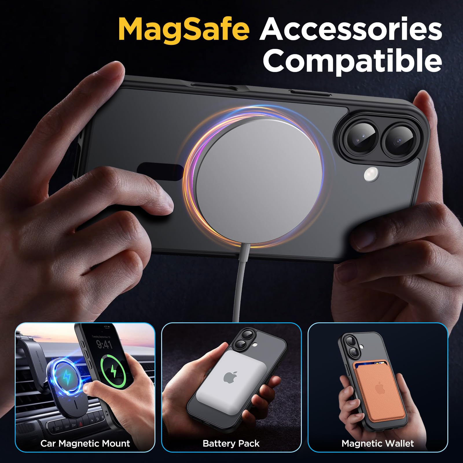Coque Phone 17 Pro Max Compatible MagSafe - Arrière PC Givré Translucide, Cadre TPU Silicone - Protection Antichoc Militaire - Bleu