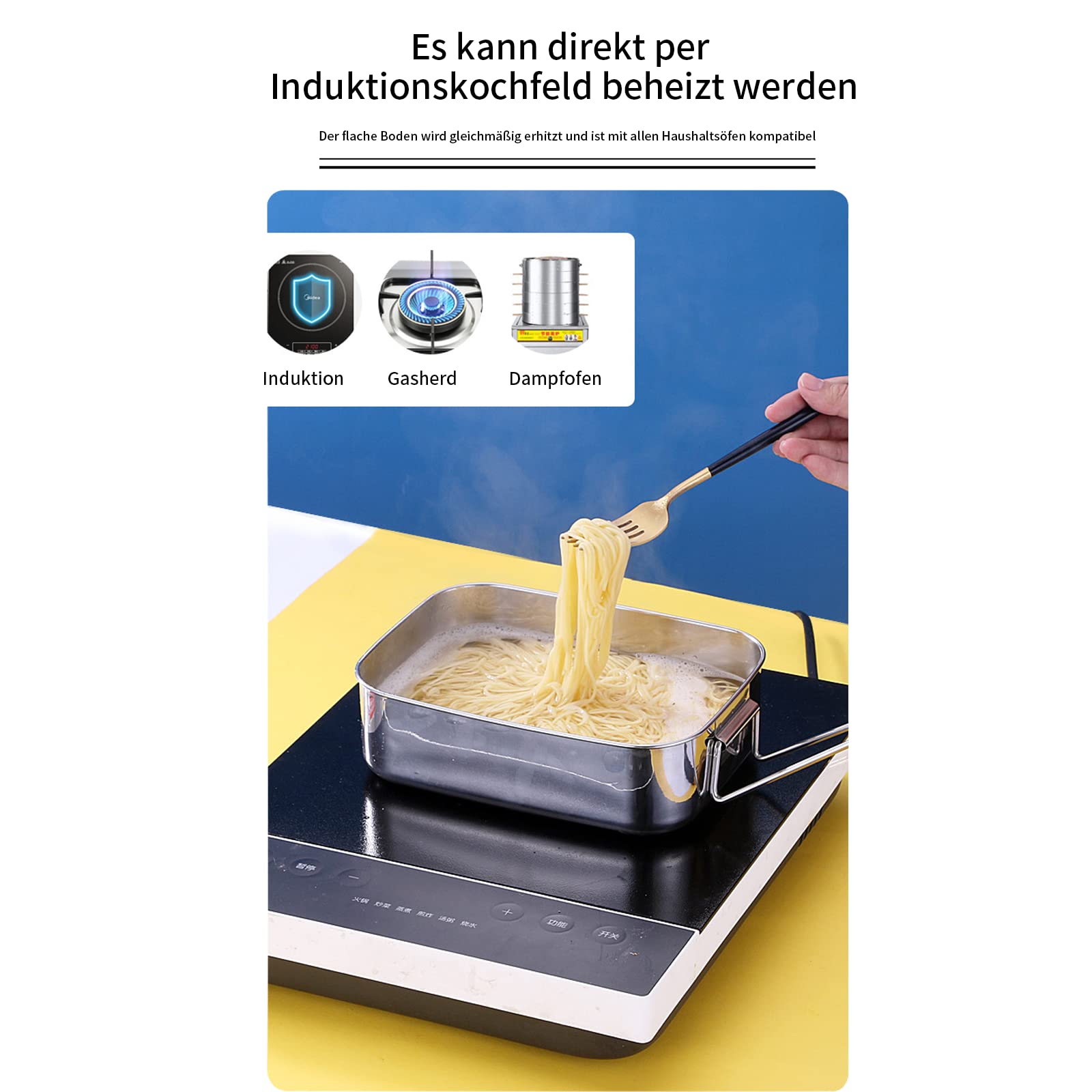 Lunch Box In Acciaio Inox 1000ml | Portapranzo Con Maniglia | Per Scuola, Ufficio E Picnic - Foto 9