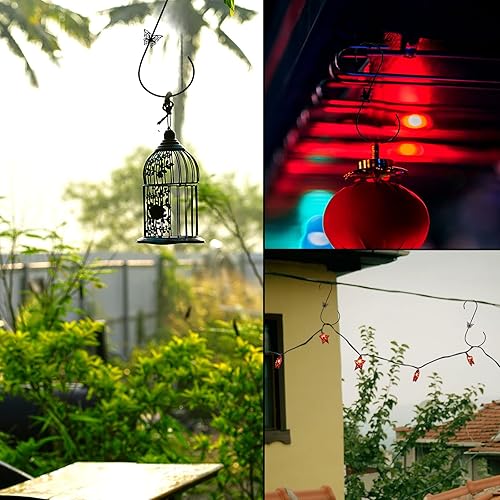 Miniatura 6 de SAVITA 2 ganchos para comederos de colibríes, gancho grande de metal para comederos de colibríes, gancho para colgar campanillas de viento,