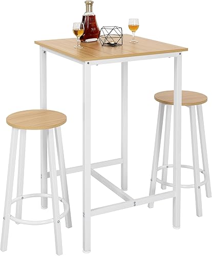 Miniatura 16 de Finnhomy Juego de mesa de bar, mesa de pub de 23.6 pulgadas, mesa cuadrada de altura de barra, mesa de bar con taburetes, juego de mesa de cocina